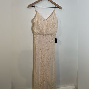 NWT Soieblu Stunning Champaign Blush Sequin Maxi Dress Sz Small Formal Occasion